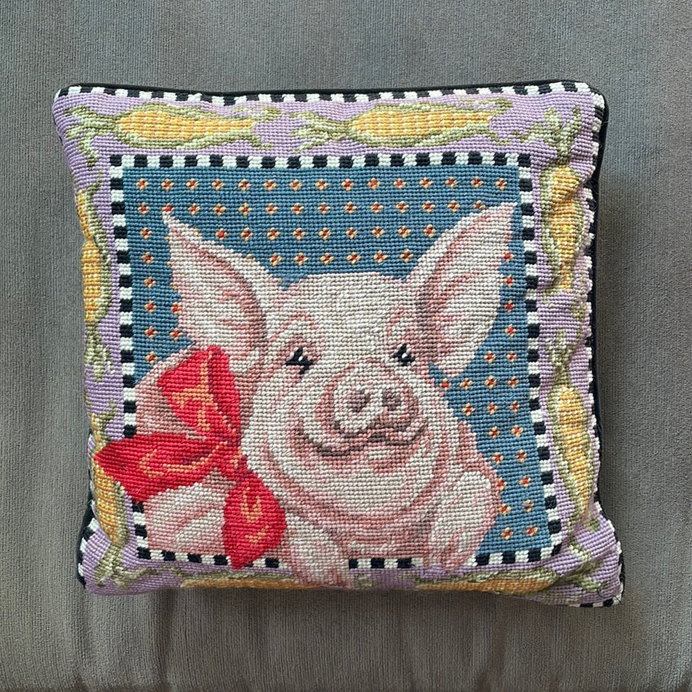 Hand needle point pillow
